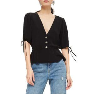 Topshop Bryony Tea Button Front Blouse